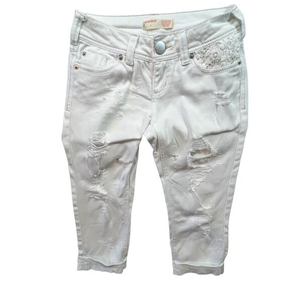 No Boundaries Capris 1 White Distressed Low Rise Denim Junior (W26L19) - Picture 7 of 16
